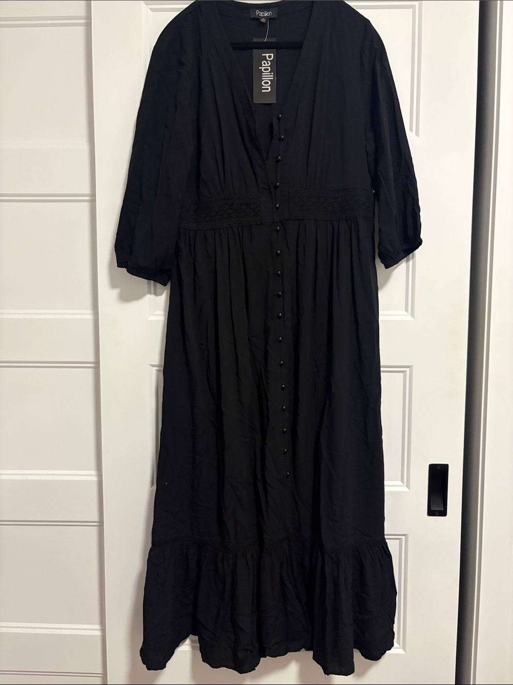 NWT Black V-Neck Button-Down Maxi Dress